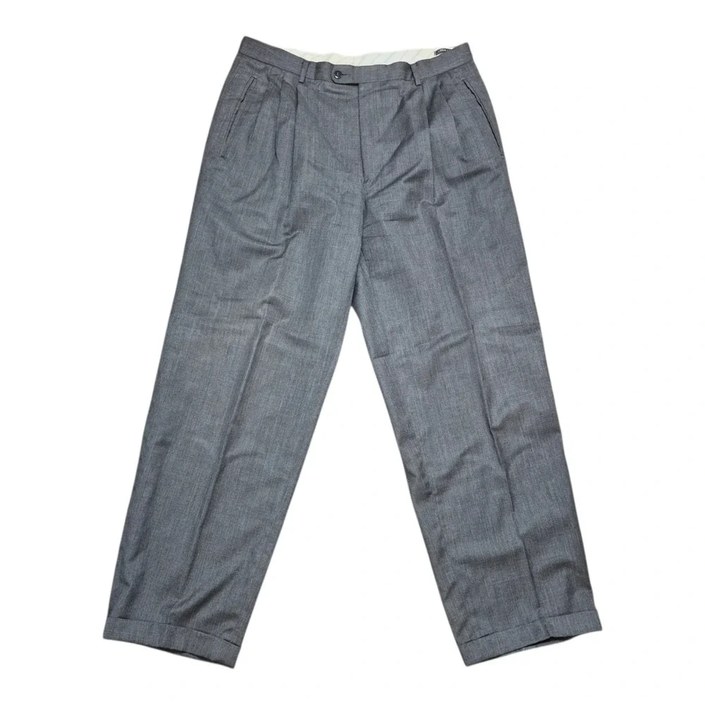 VTG Ermenegildo Zegna Mens 34 Worsted Super 100s Wool Pleated Trousers Swiss